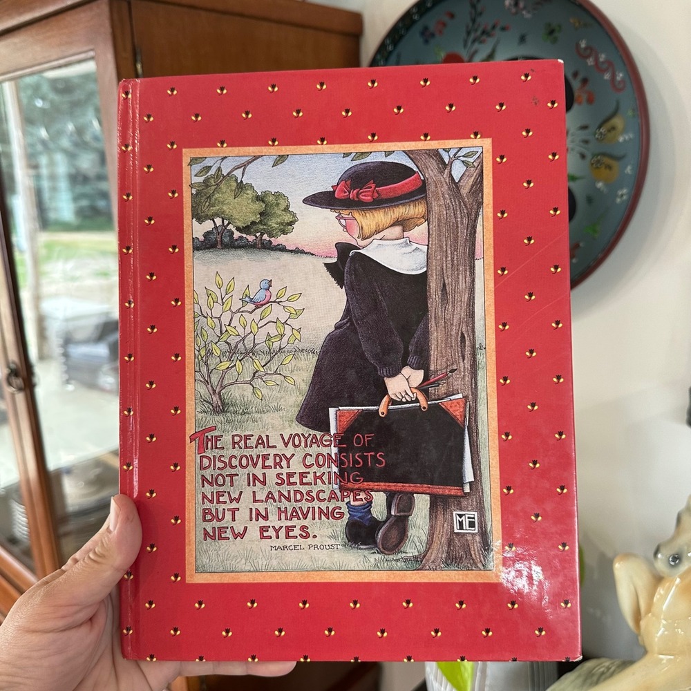Vtg Mary Engelbreit Sketchbook Red Hardcover Grid Journal 90's Stationery Whimsy